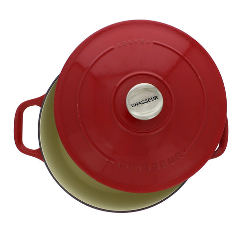 French Enameled Cast Iron Round Dutch Oven, 5.25-Quart, Red