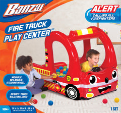 Banzai Rescue Fire Truck Play Center Inflatable Ball Pit -Includes 20 Balls-Multi-One Size-2