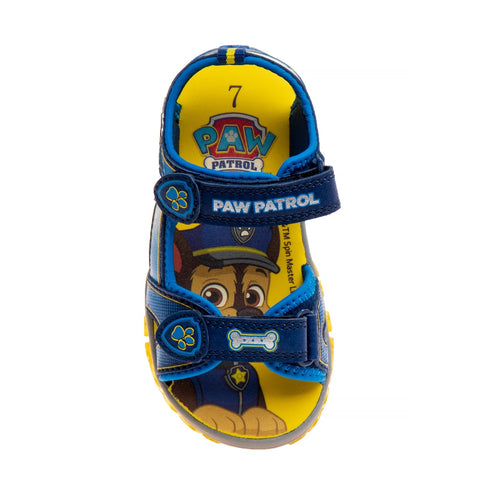Paw Patrol Chase Marshall Light Up Summer Boys Sandals - Hook & Loop Adjustable Strap Open Toe Sandal Water Shoe - Blue (Sizes 6-12 Toddler)