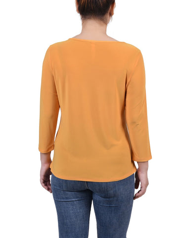 3/4 Sleeve Cutout Top