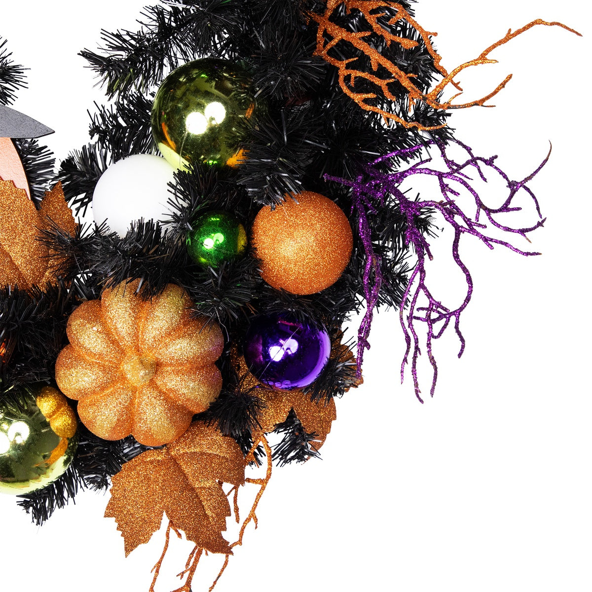  Northlight Jack-O-Lantern in Witches Hat Halloween Pine Wreath  24-Inch  Unlit - Default Title - Bonton