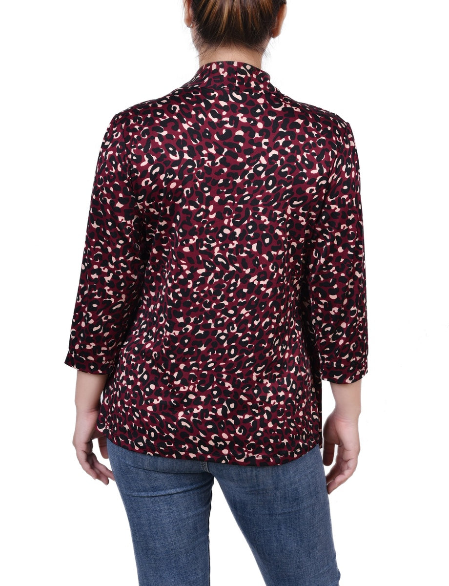  NY Collection 3/4 Sleeve Two-Fer Top - Black Gold Harlie - Bonton