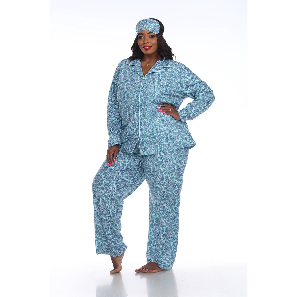  White Mark Plus Size Three-Piece Pajama Set - 1X - Bonton