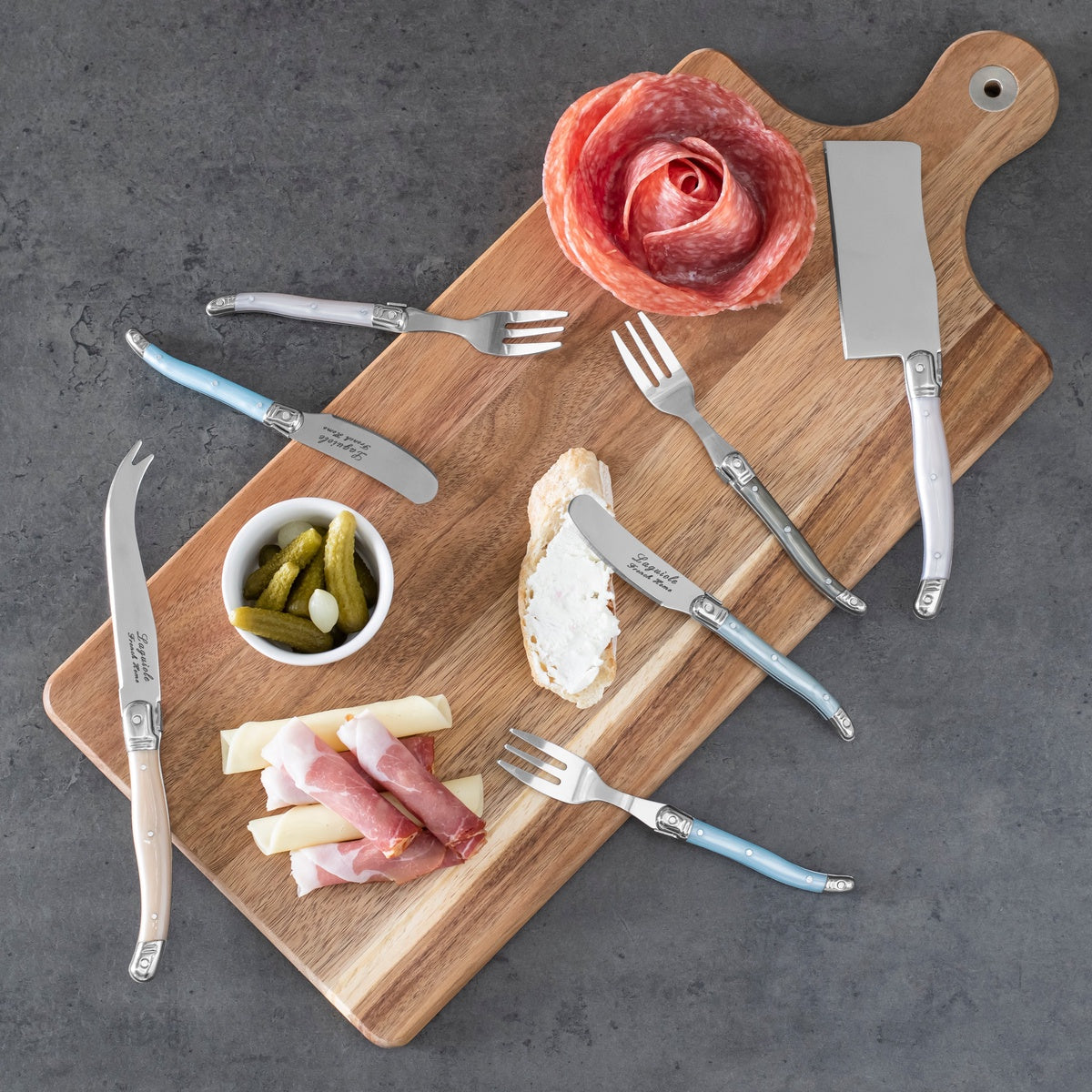  French Home Laguiole Charcuterie Set in Mother of Pearl Colors With Wood Serving Board - Default Title - Bonton