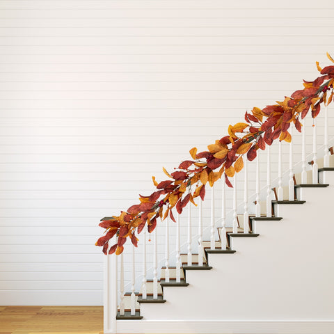 5' X 8" Berries With Orange and Red Leaves Artificial Fall Harvest Garland  Unlit