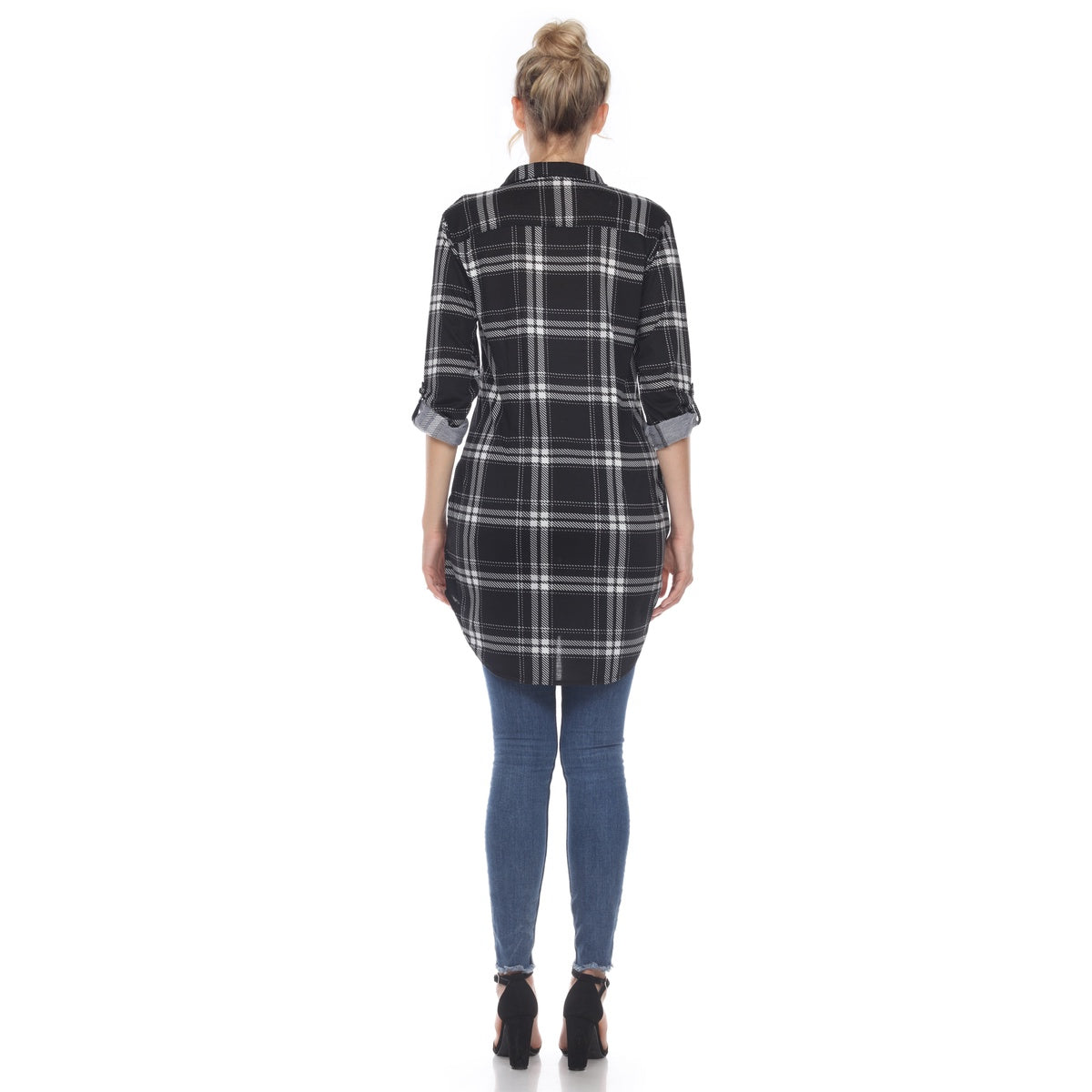  White Mark Women's Plaid Tunic Shirt - S - Bonton