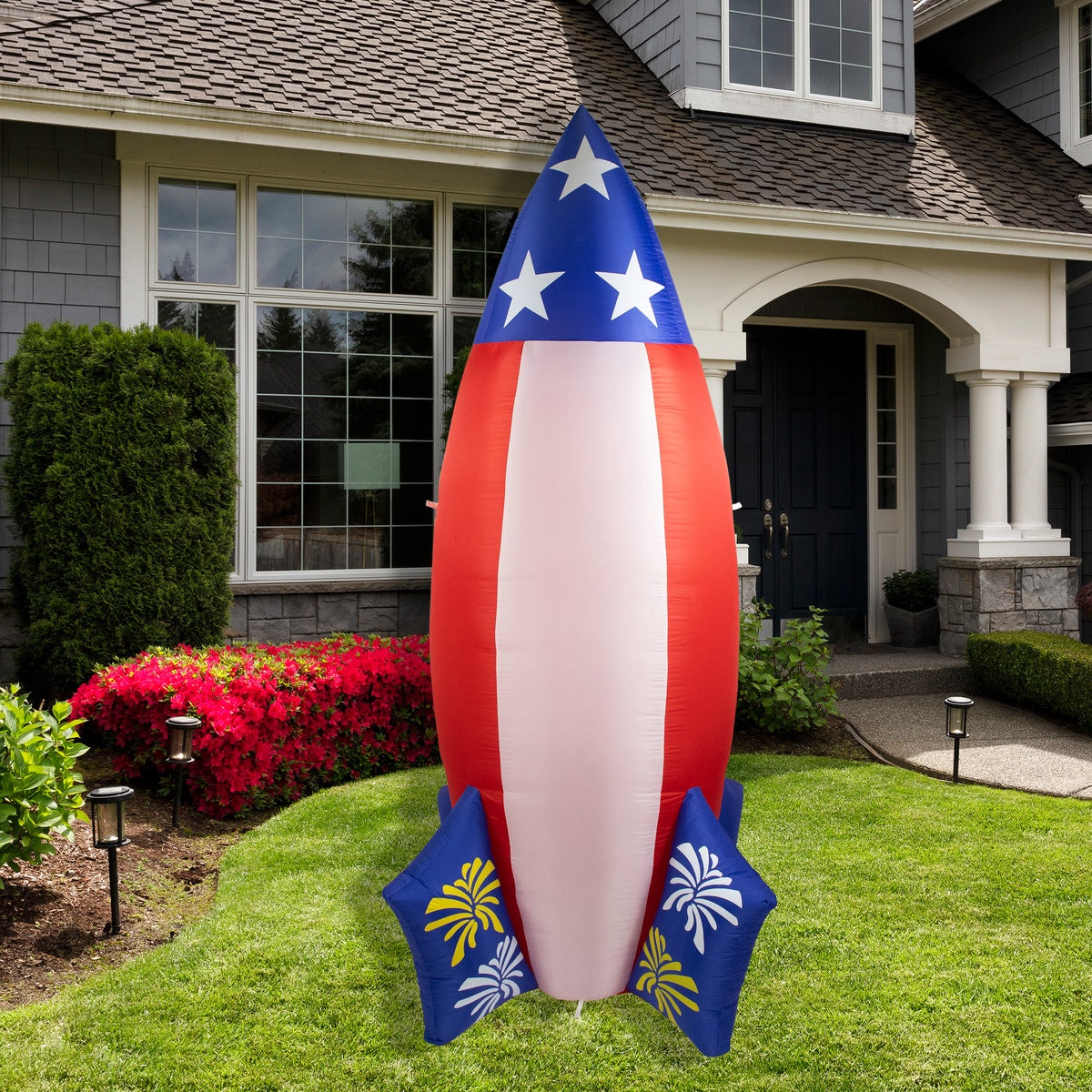  Northlight LED Lighted Inflatable Americana Rocket Outdoor Decoration - 8' - Clear Lights - Default Title - Bonton