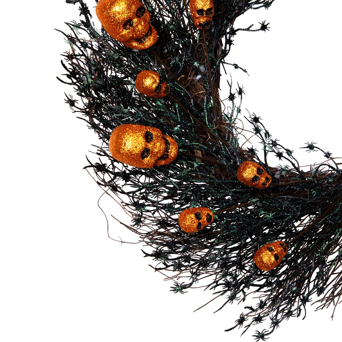  Northlight Black and Orange Skulls and Spiders Halloween Twig Wreath  22-Inch  Unlit - Default Title - Bonton