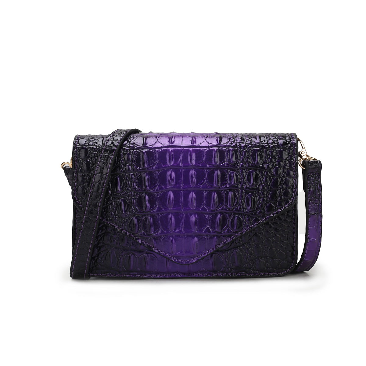  MKF Collection Vanta Croc-Embossed Saddle Bag - Purple - Bonton