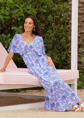 Palm Beach Flutter Sleeve Maxi Dress