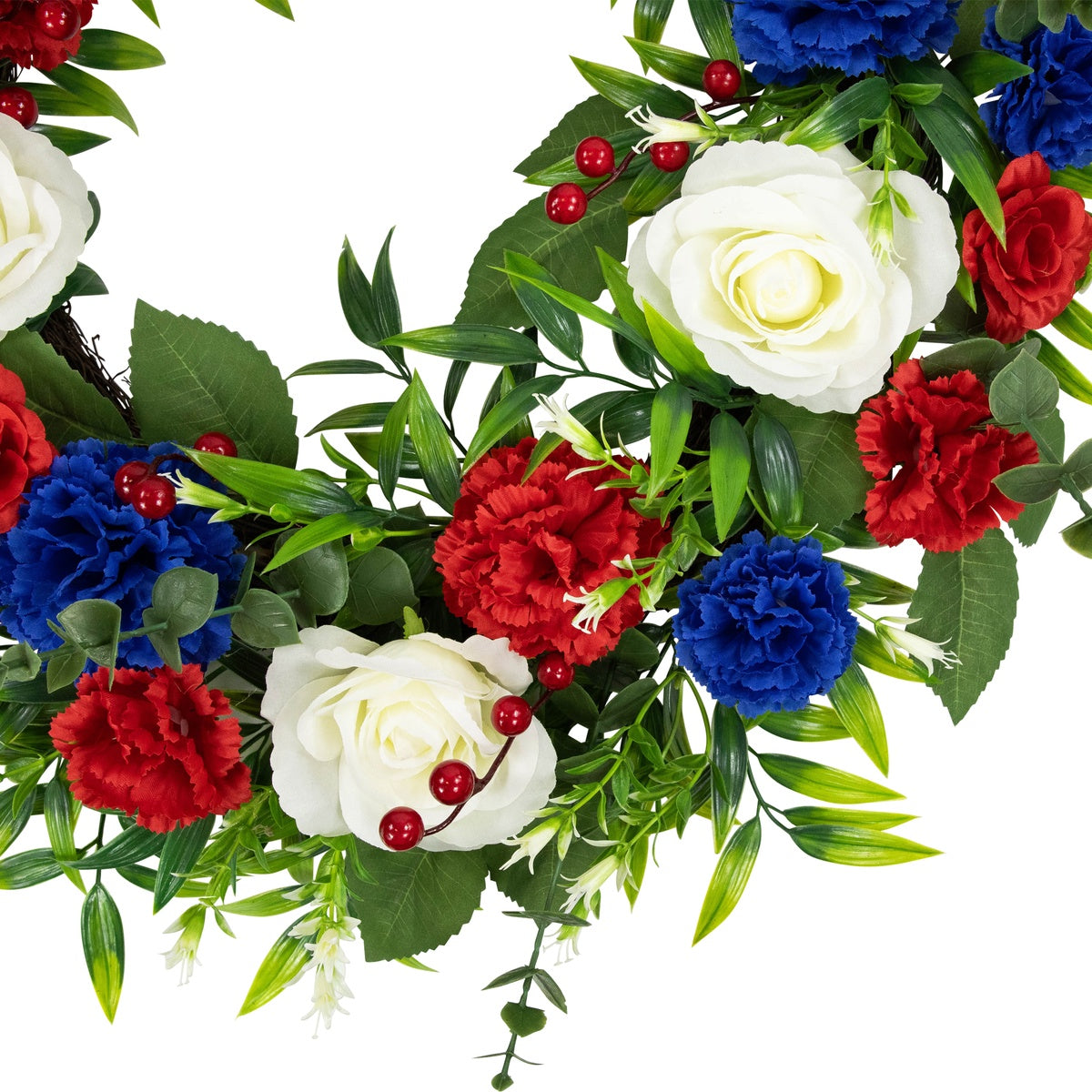  Northlight Carnation and Rose Artificial Patriotic Wreath - 24