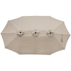 15' Outdoor Patio Market Umbrella With Hand Crank  Beige