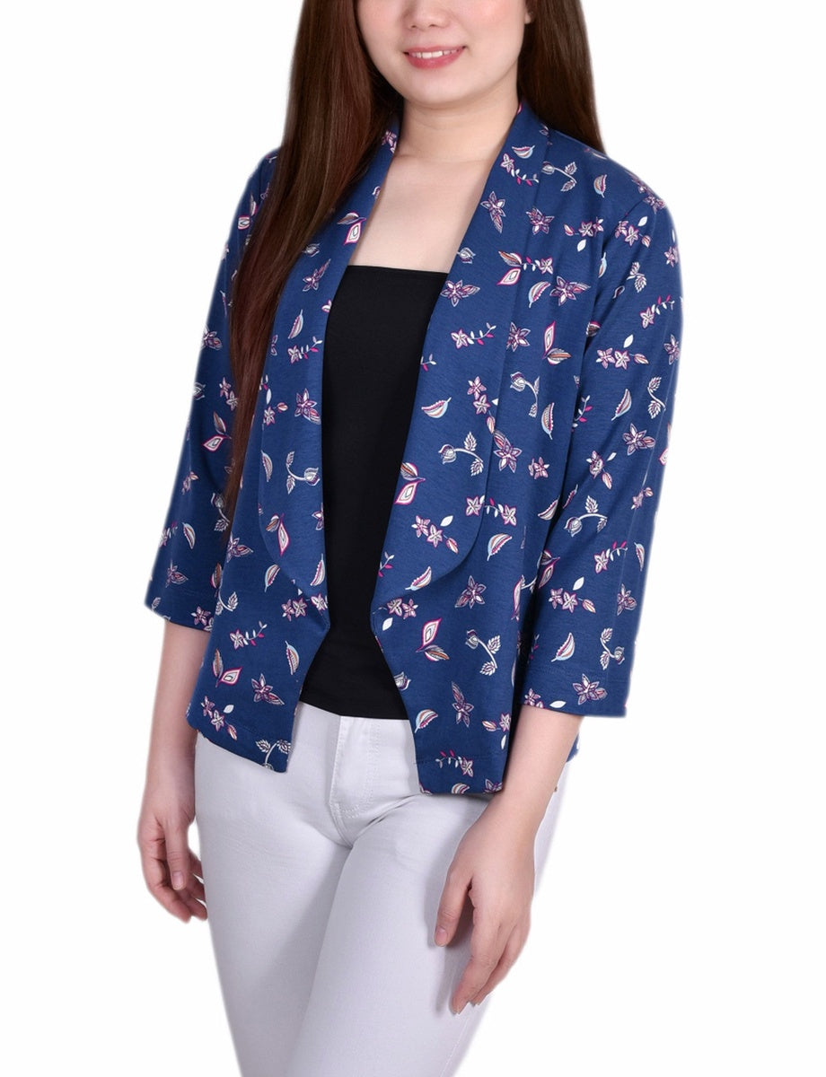  NY Collection Long Sleeve Ponte Jacket - Plum Caspia - Bonton