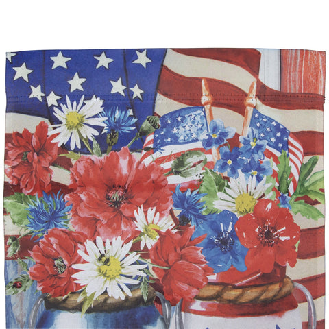 Stars and Stripes Patriotic Flower Bouquets Outdoor Flag - 28" X 40"