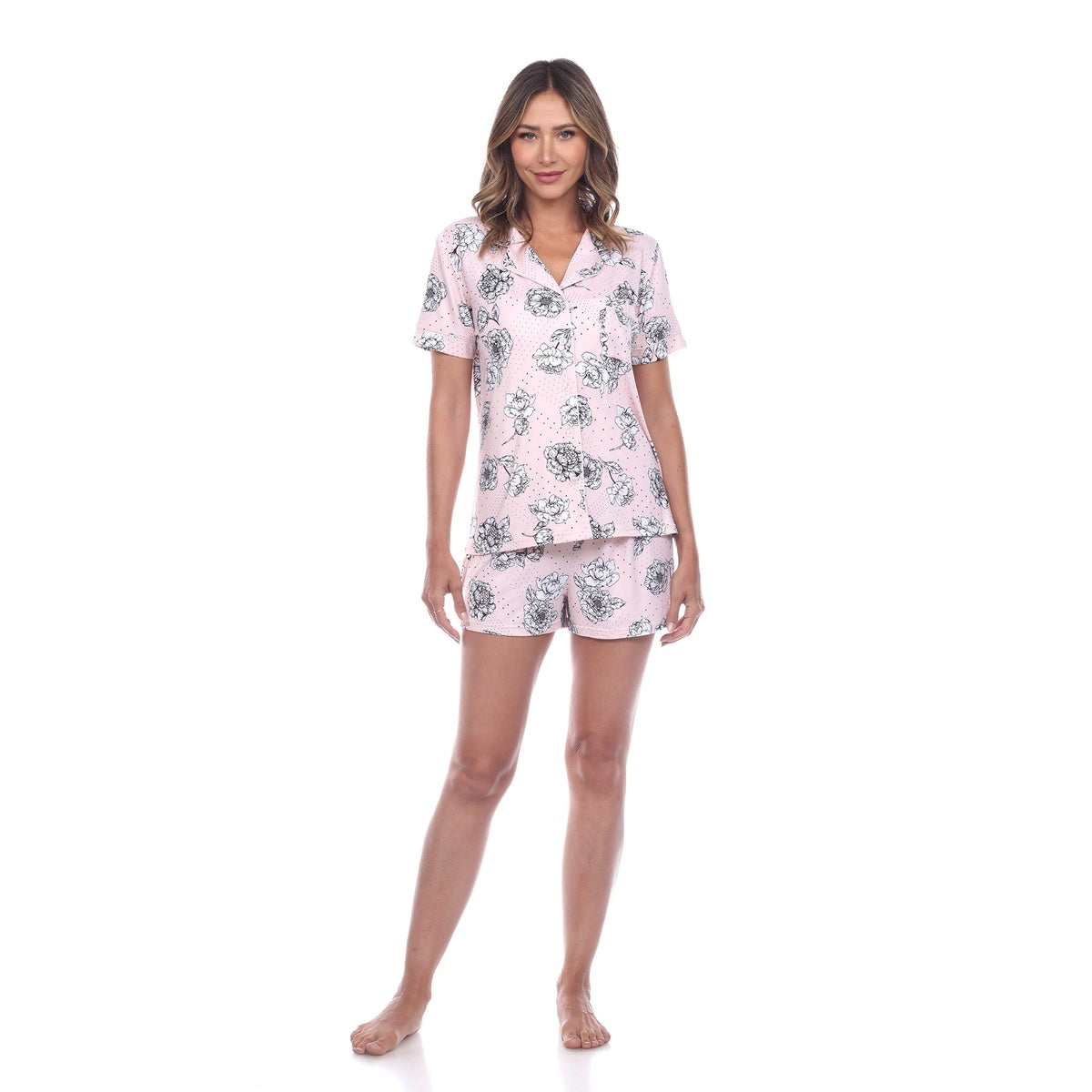  White Mark Women's Short Sleeve Floral Pajama Set - XL - Bonton