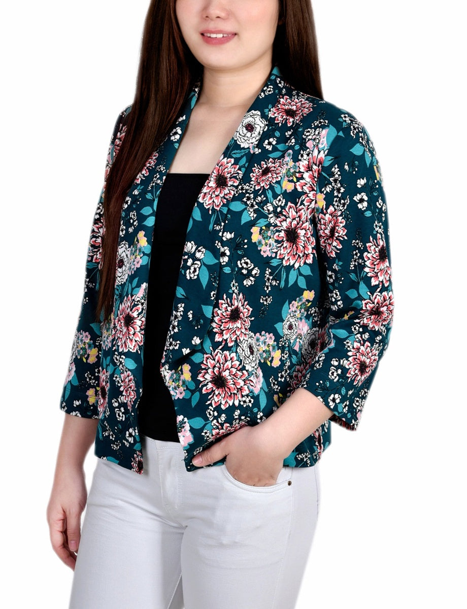  NY Collection Long Sleeve Ponte Jacket - Plum Caspia - Bonton