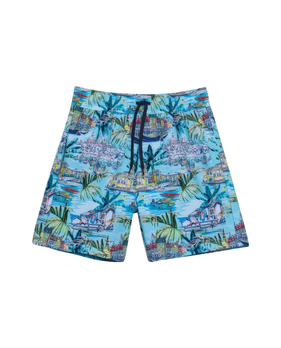  Gottex Kids Graphic Swim Trunks/Blu - GOTTEX KIDS GRAPHIC TURQUOISE SCENE - Bonton