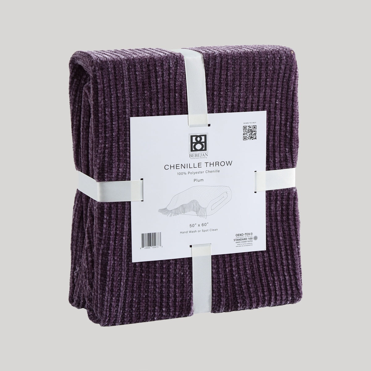  Bebejan Chenille Throw - PLUM - Bonton