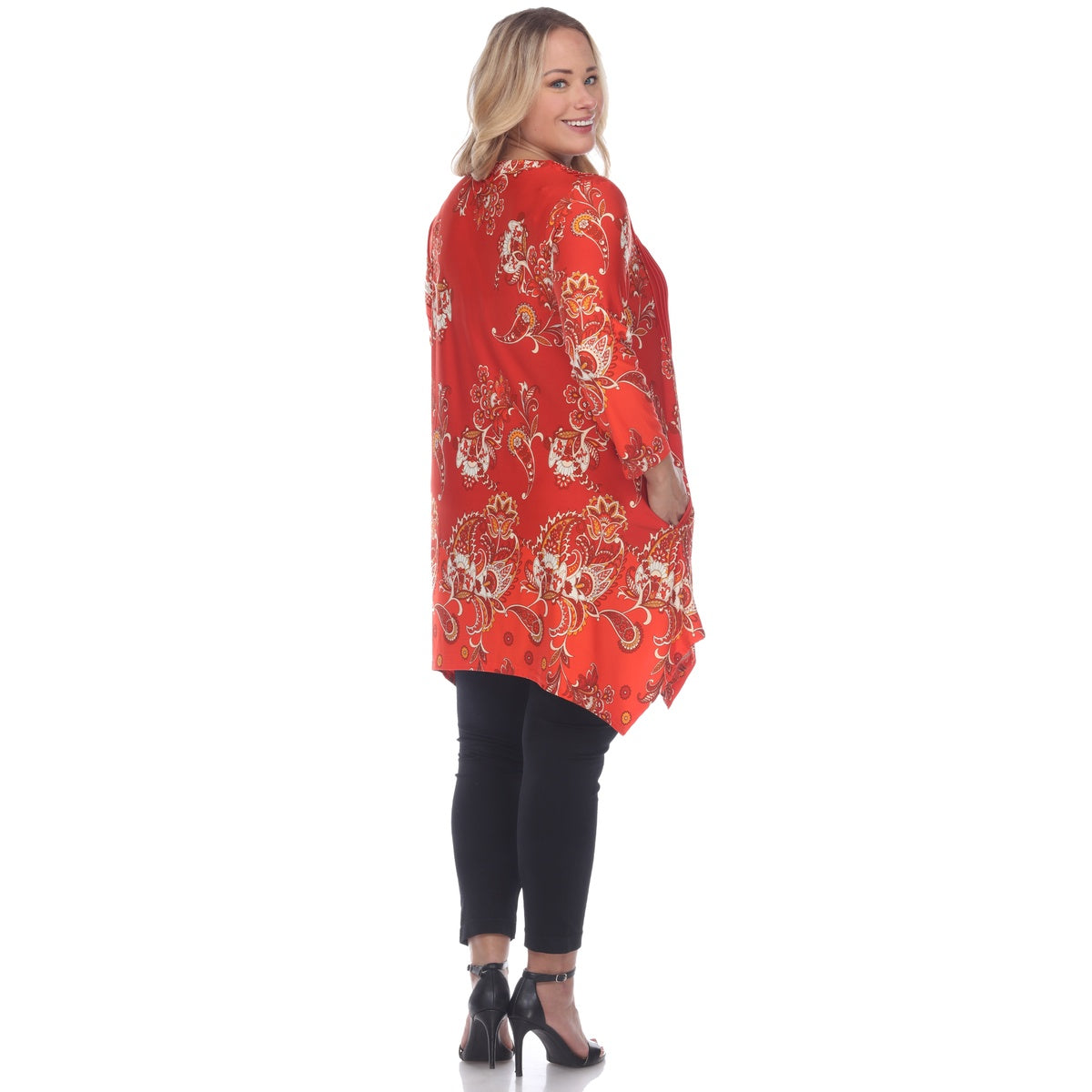  White Mark Plus Size Paisley Scoop Neck Tunic Top With Pockets - 3X - Bonton