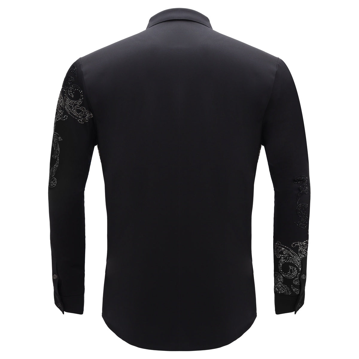  Barocco Floral Crystal Shirt BLACK/GUN SILVER - BLACK/GUN SILVER - Bonton