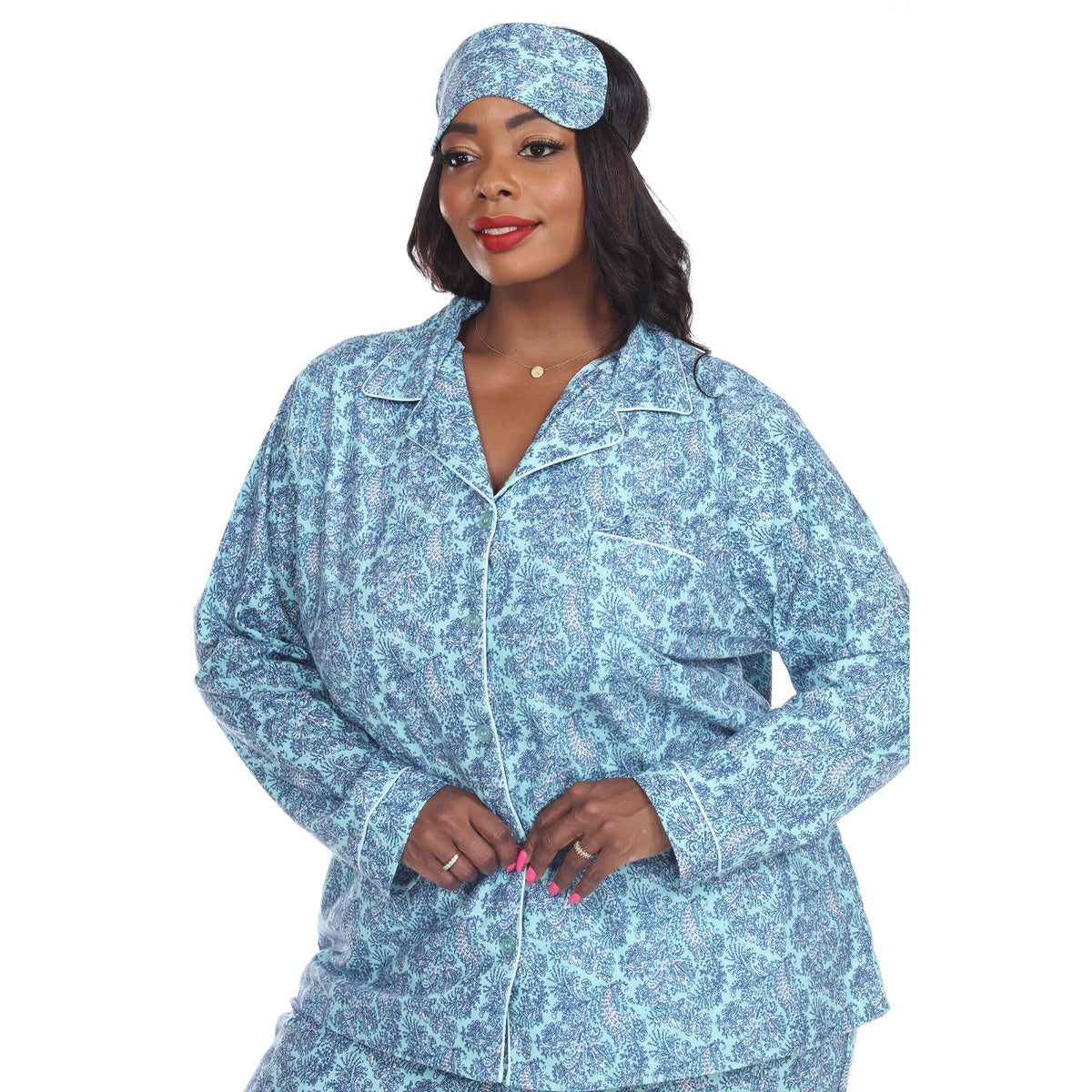  White Mark Plus Size Three-Piece Pajama Set - 1X - Bonton