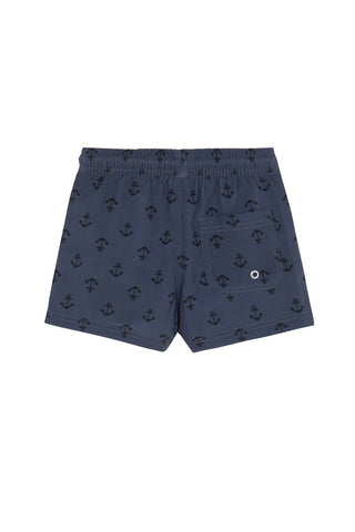 Boys 2 Match Drawstring Swim Shorts-Blk/Multi