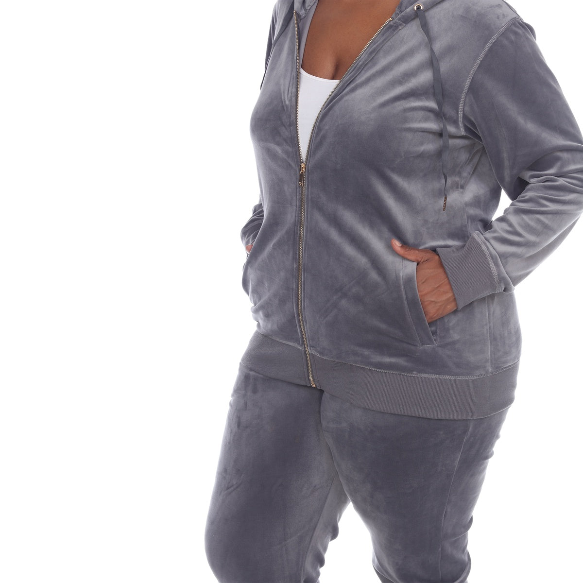  White Mark Plus Size 2 Piece Velour Tracksuit Set - 3X - Bonton