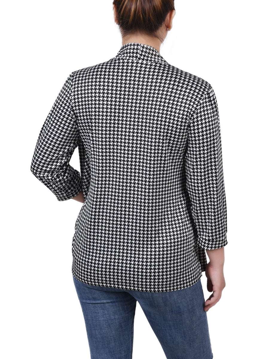 NY Collection 3/4 Sleeve Two-Fer Top - Black Gold Harlie - Bonton