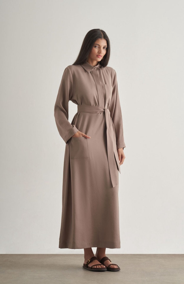  Mizalle Mizalle Shirt Dress - Mink - Bonton