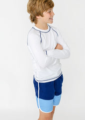 Boys White Long Sleeve Cabana Rashguard