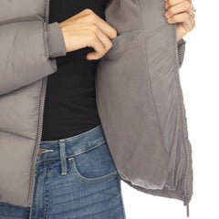 Women's Full Front Zip Hooded Bomber Puffer Jacket