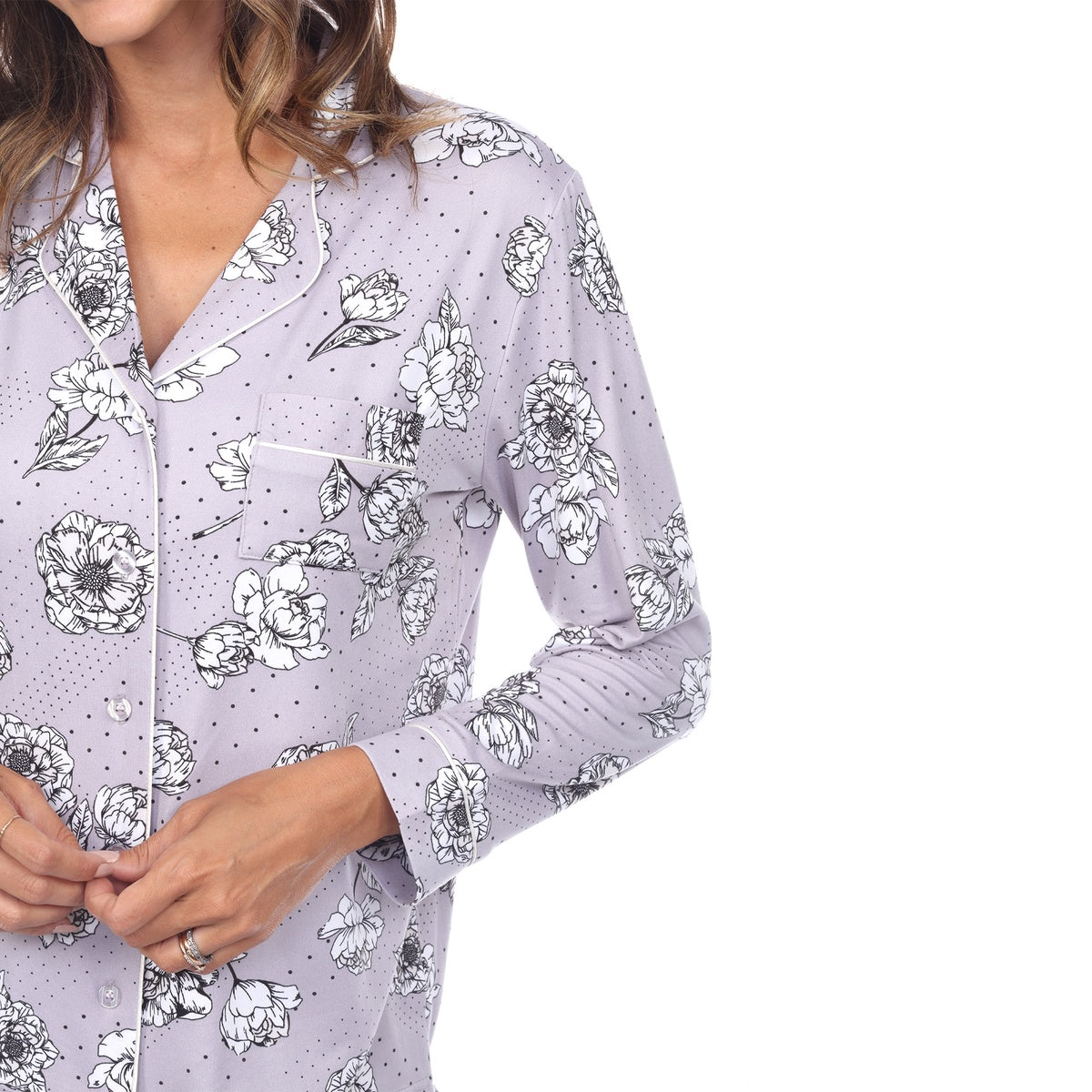  White Mark Women's Long Sleeve Floral Pajama Set - S - Bonton