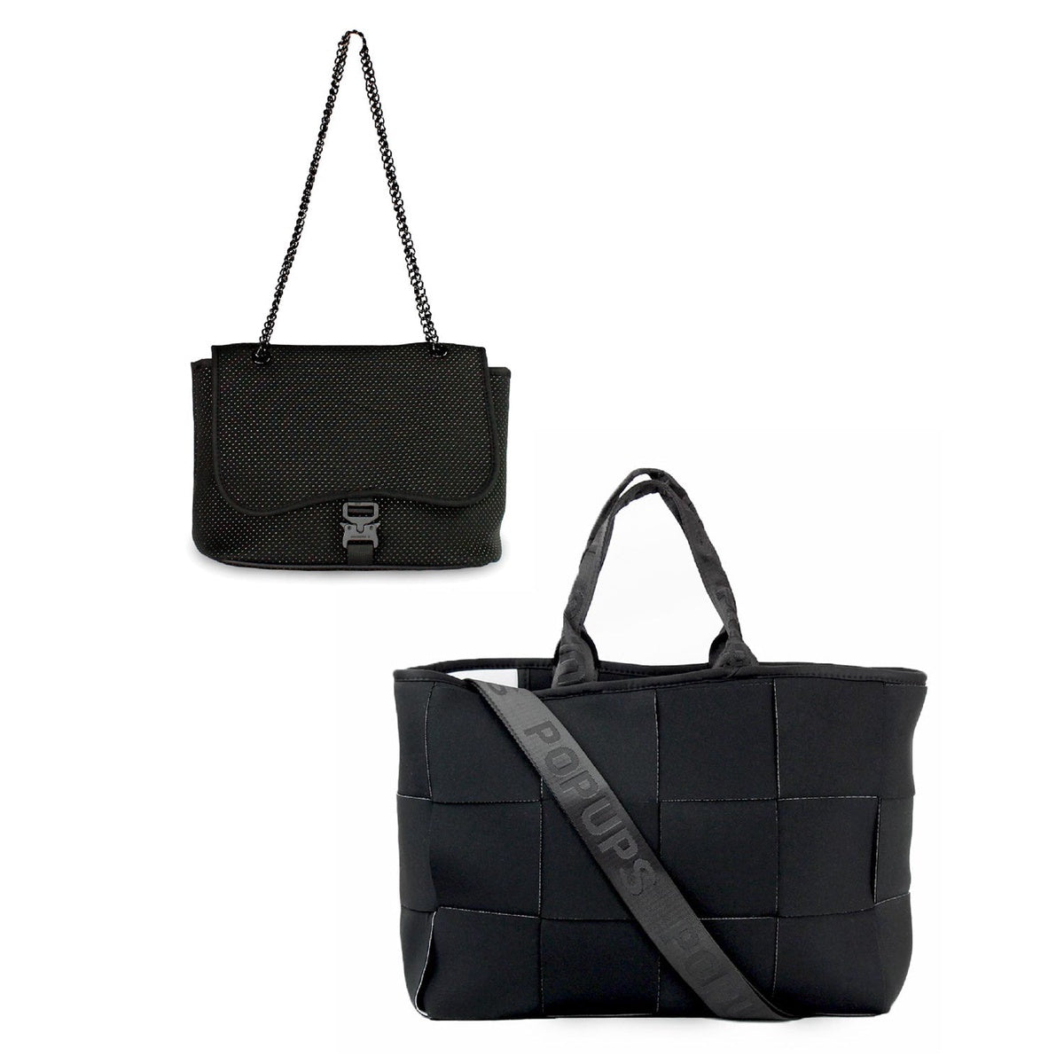  Pop Ups Brand Icon Tote + Flap Crossbody - Black - Default Title - Bonton