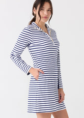 Navy Stripe 1/4 Zip Sport Dress