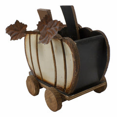 Fall Harvest Wooden Pumpkin Cart Decoration - 10.5"