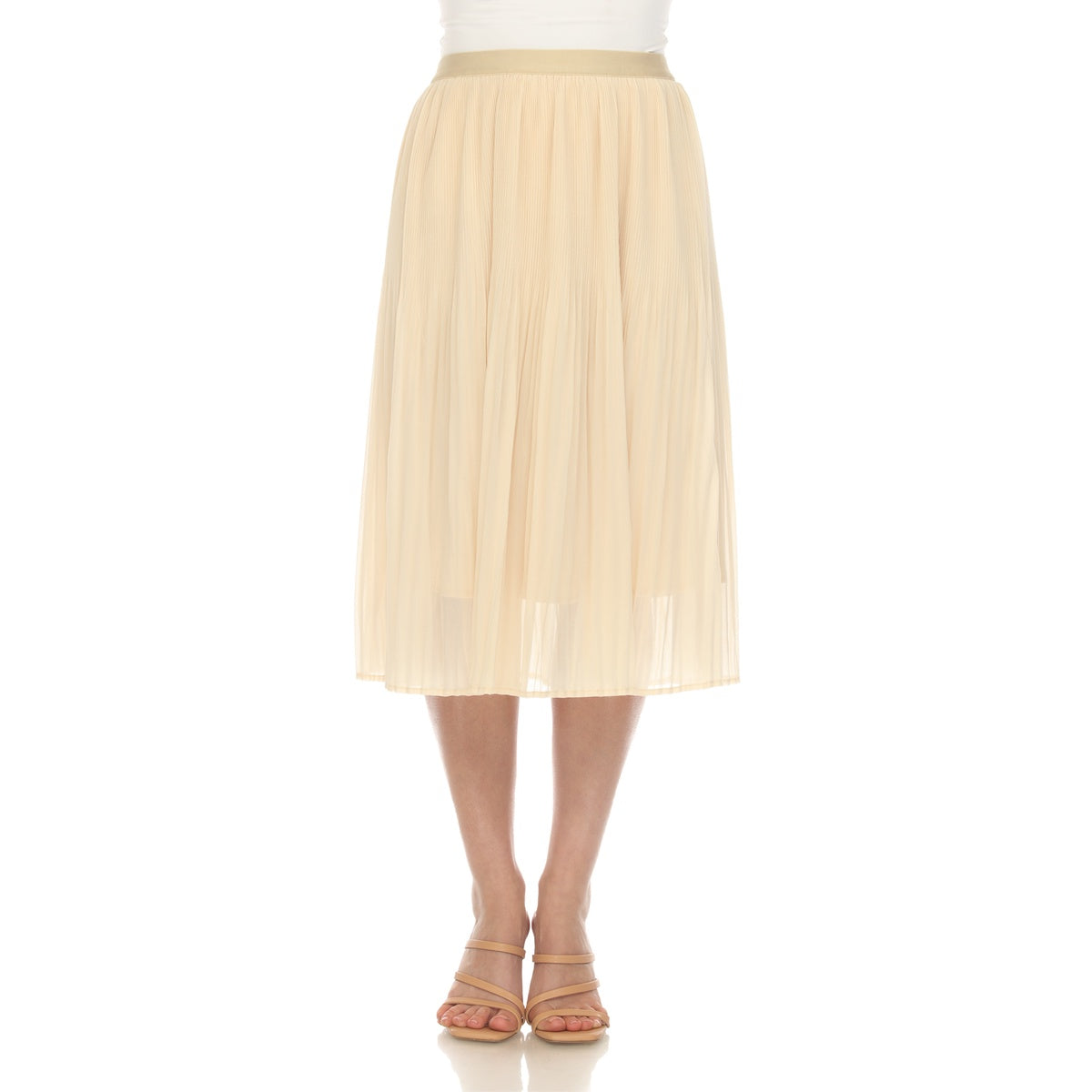  White Mark Women's Chiffon Pleated Midi Skirt - S - Bonton