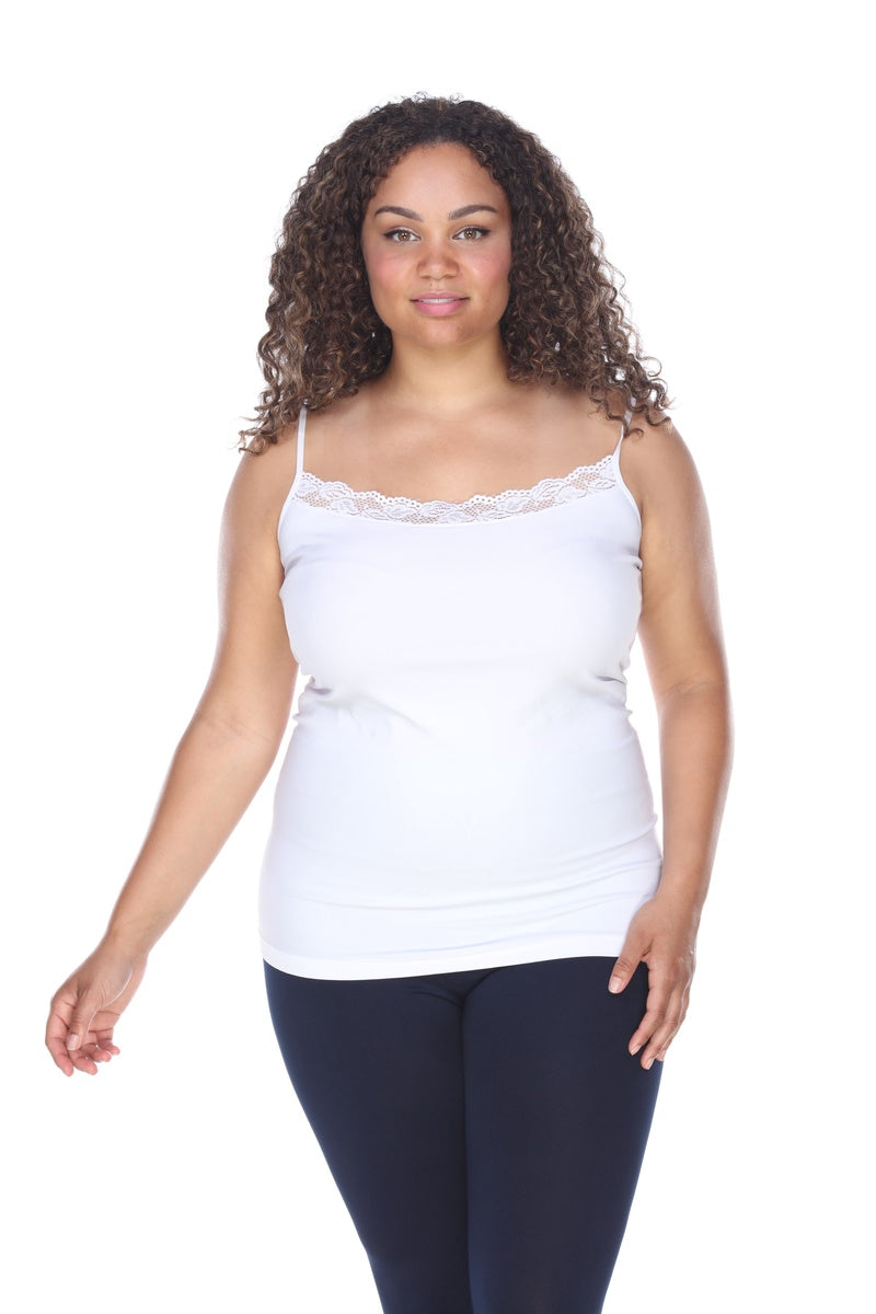  White Mark Plus Size Lace Trim Tank Top - One Size - Bonton