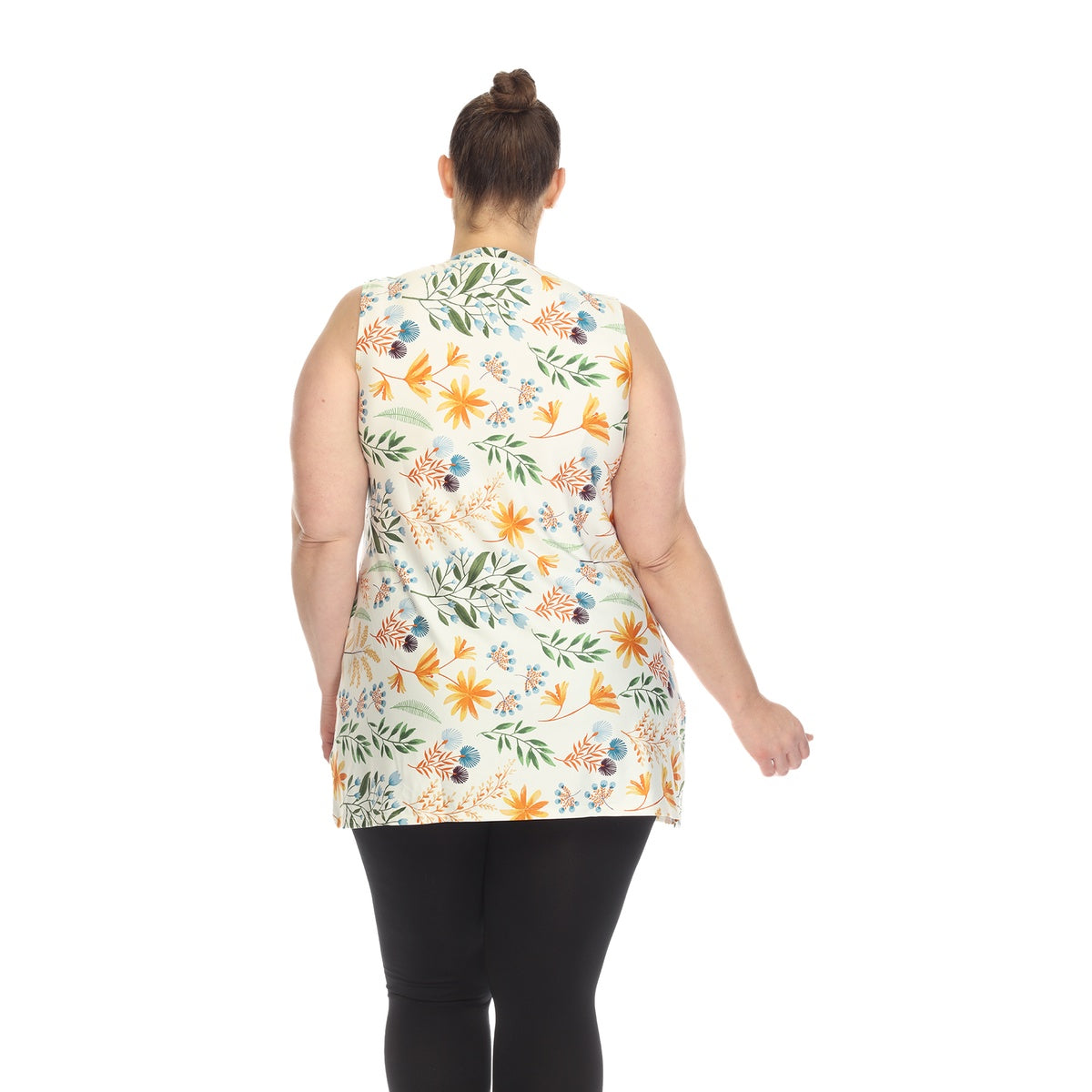  White Mark Plus Size Floral Sleeveless Tunic Top - 1X - Bonton