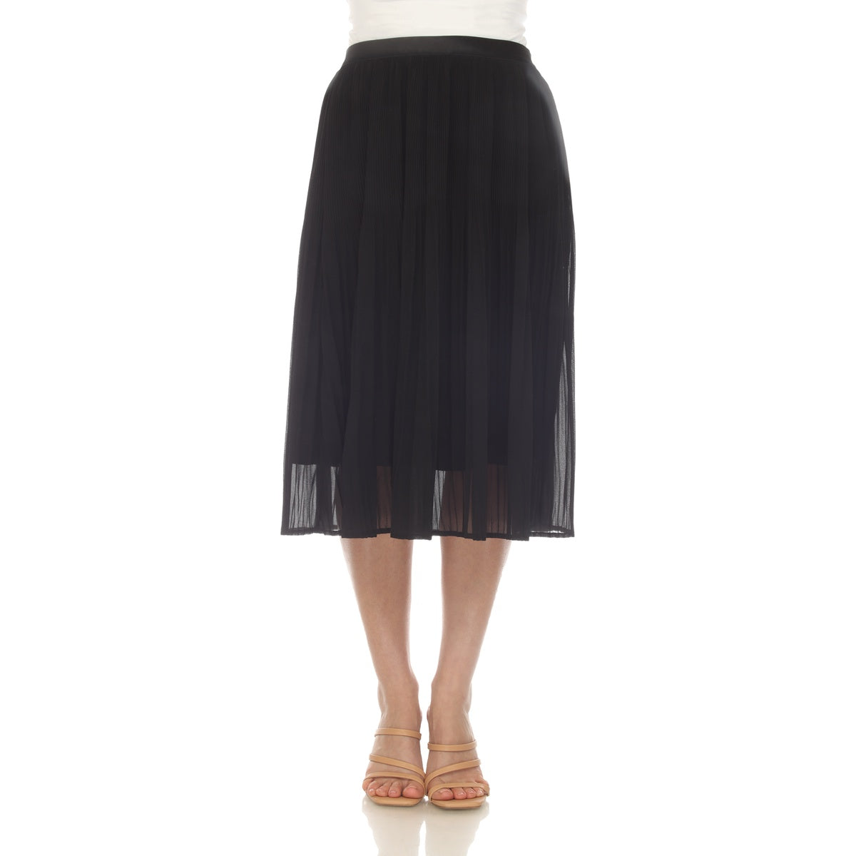  White Mark Women's Chiffon Pleated Midi Skirt - S - Bonton