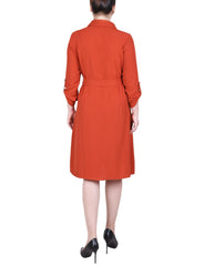 Long Roll Tab Sleeve Shirtdress