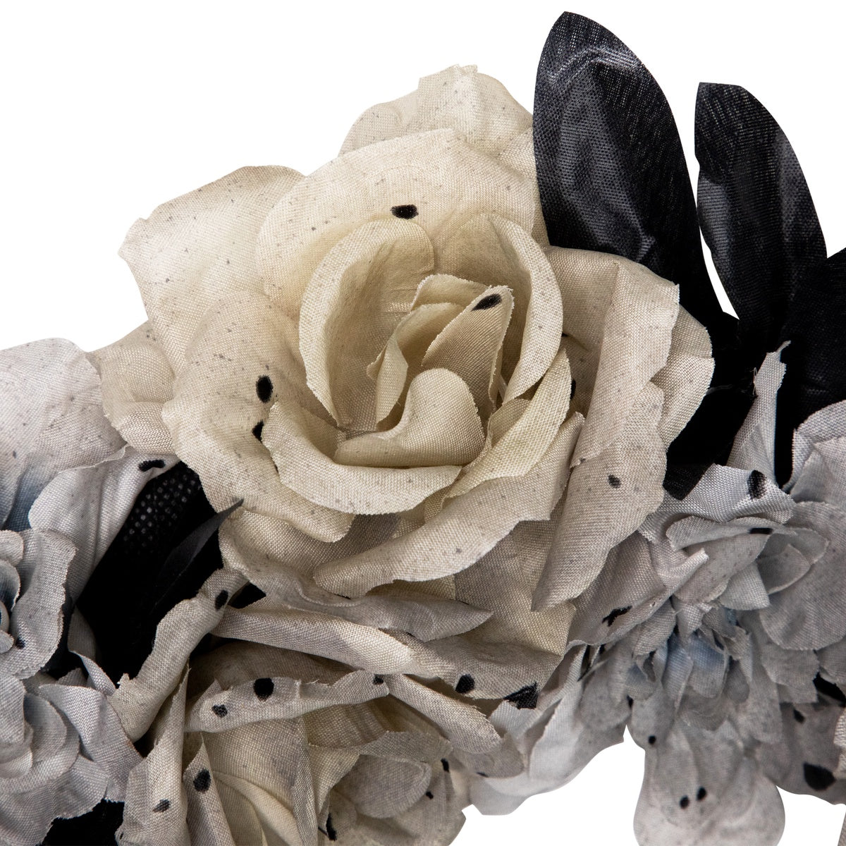  Northlight Double Skull and Gray Roses Halloween Wreath  16-Inch  Unlit - Default Title - Bonton