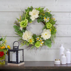 Mixed Floral Artificial Spring Wreath  22-Inch