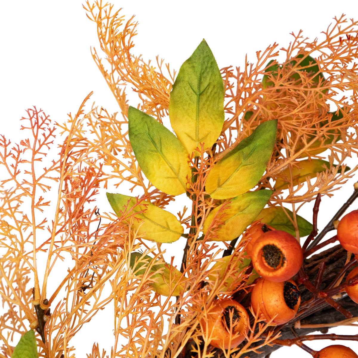  Northlight Yellow and Orange Berry and Leaves Fall Harvest Artificial Wreath - 24-Inch  Unlit - Default Title - Bonton