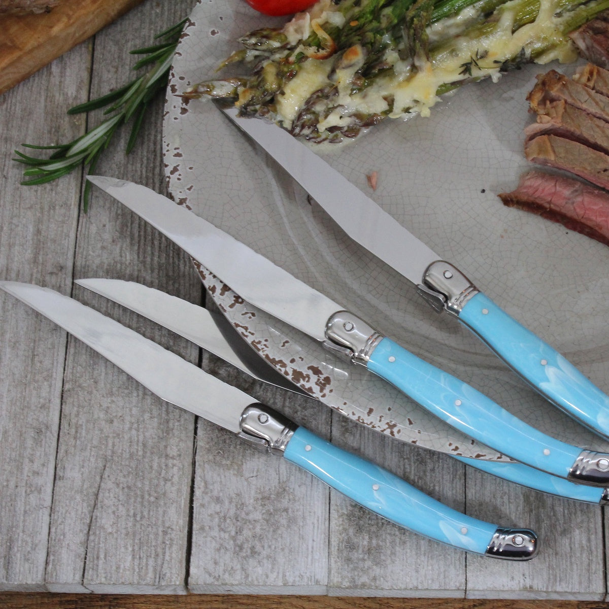  French Home Set of 4 Laguiole Faux Turquoise Steak Knives - Default Title - Bonton