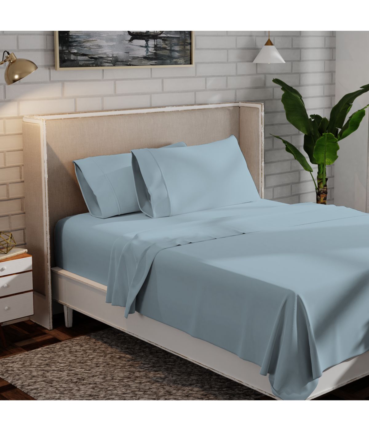  Purity Home Organic Cotton 300 Thread Count Percale Sheet Set Aqua - Aqua - Bonton