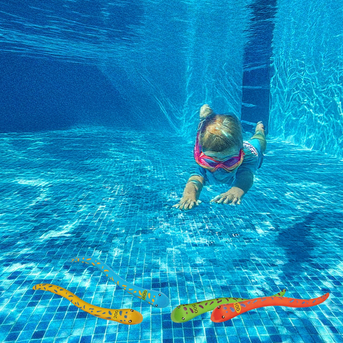  Swim Central Set of 4 Vibrantly Colored Fun Moray Eel Diving Point Sticks Swimming Pool Toys 10'' - Default Title - Bonton
