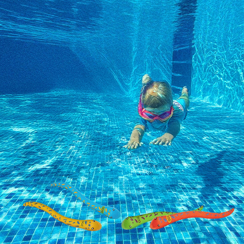 Set of 4 Vibrantly Colored Fun Moray Eel Diving Point Sticks Swimming Pool Toys 10''