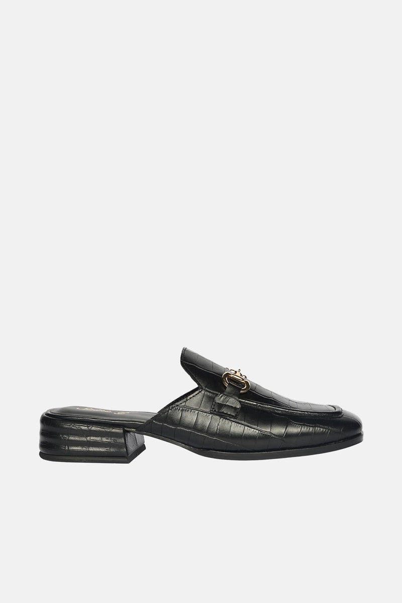  Saint G Savannah Croco - Heeled Mule - Black - Bonton