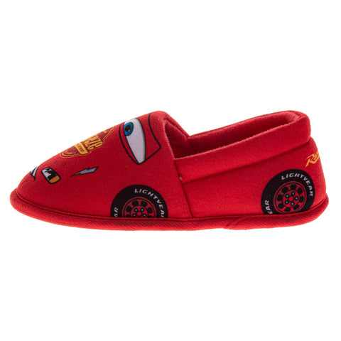 Disney Cars Boys Slippers Lightning Mcqueen Plush Warm Soft Aline Comfy Lightweight House Shoes (5-10 Toddler)