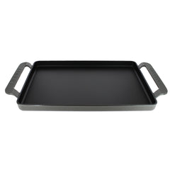 Chasseur French Rectangular Enameled Cast Iron Griddle, 14-Inch, Caviar Grey